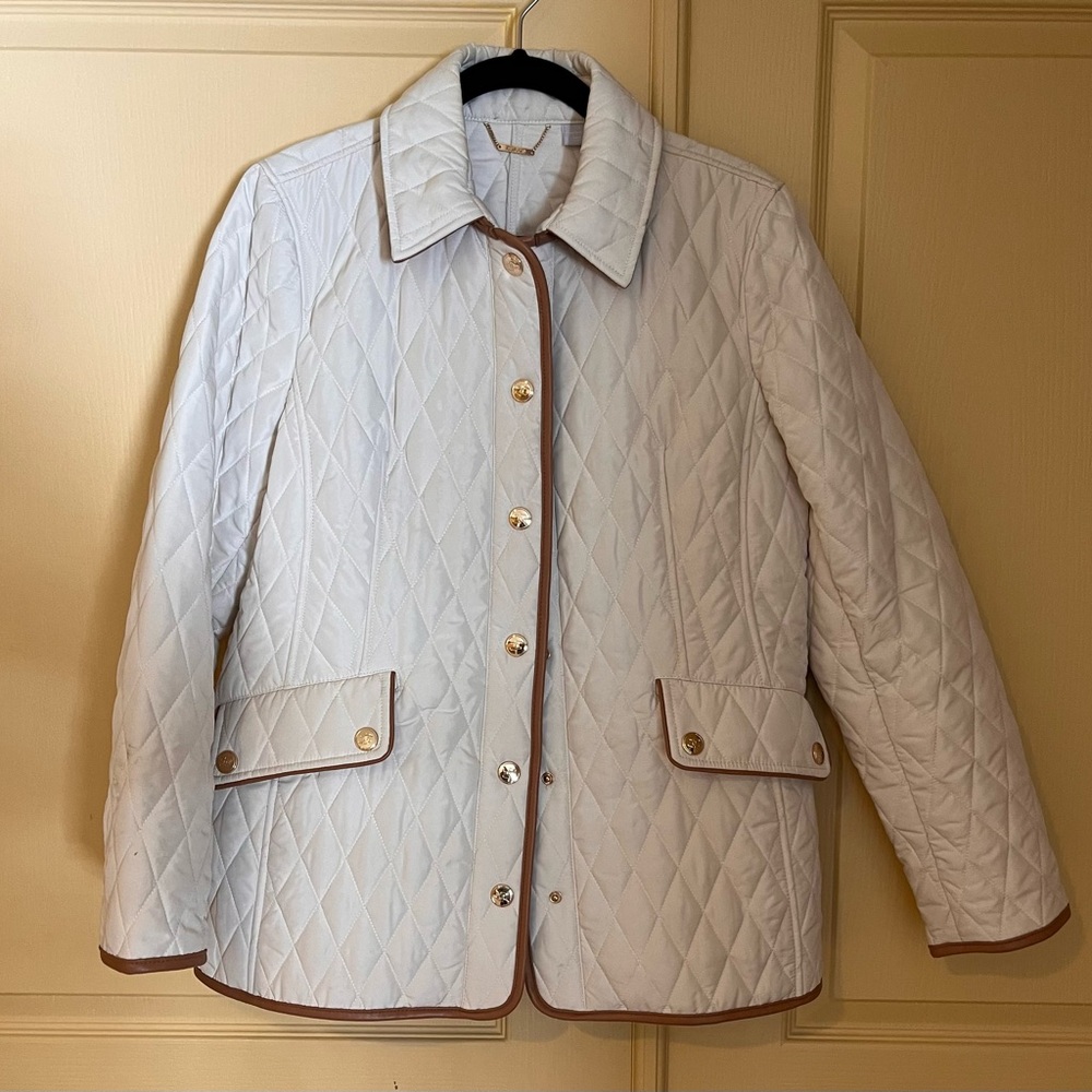 Women's Quilted Jacket - White and Tan